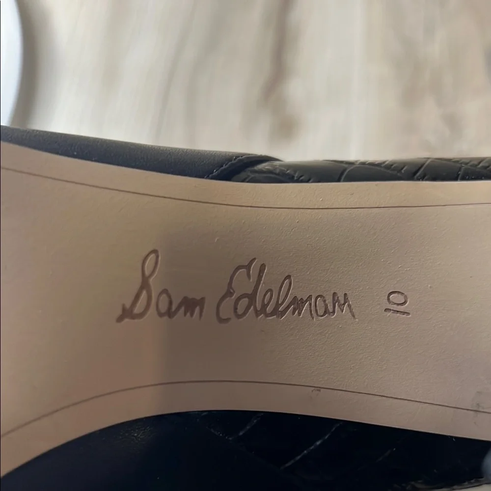 Sam Edelman Black Croc-Embossed Ankle Boots - Picture 2 of 10